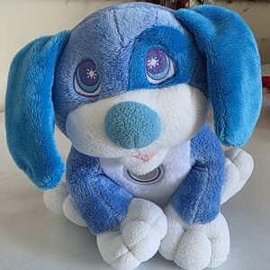 "Flashlight Friends" brand Blue and White Plush Dog Toy